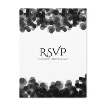 Svart & Vit Kaviarprickar Modern Bröllops-RSVP