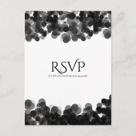 Svart & Vit Kaviarprickar Modern Bröllops-RSVP Inbjudan Vykort