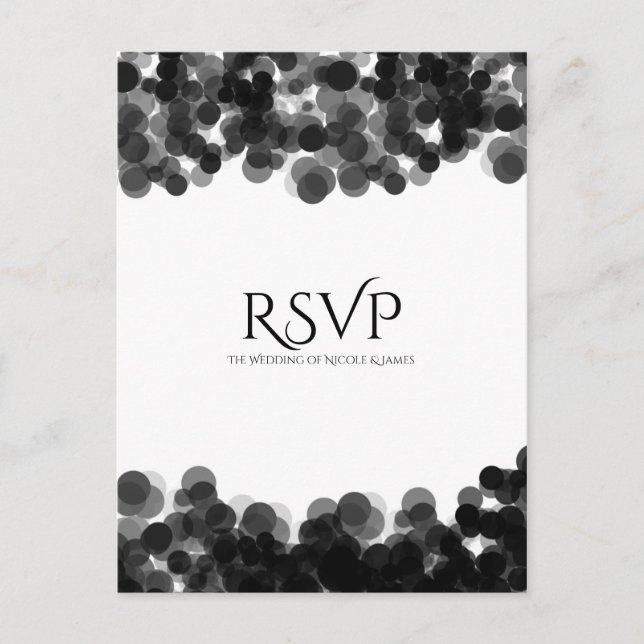 Svart & Vit Kaviarprickar Modern Bröllops-RSVP Inbjudan Vykort (Framsida)