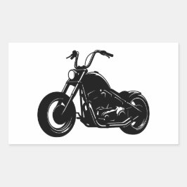 Svart-vit klassisk cruiser-motorcykel vektor konst rektangulärt klistermärke