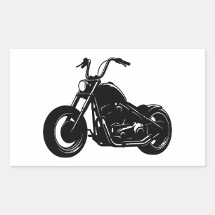 Svart-vit klassisk cruiser-motorcykel vektor konst rektangulärt klistermärke