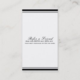 Svart & Vit Klassisk Elegant Chic Referera en vän Rabattkort