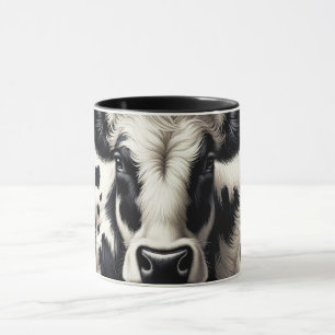 Svart & Vit Ko Skinn Päls Lusska Utseende Mugg
