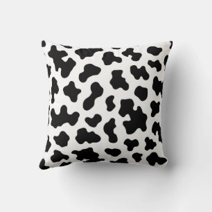 Svart & Vit Ko Skinntryck Kudde