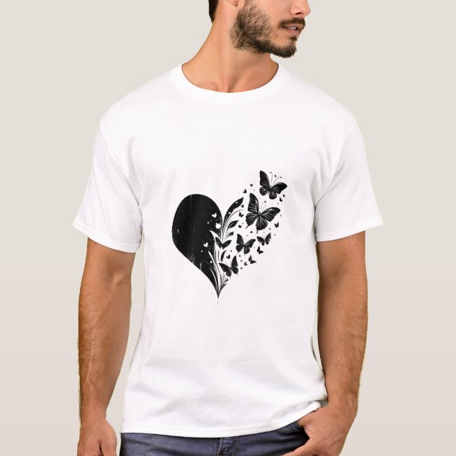 Svart vit koncept konstnärlig design t shirt (Framsida)