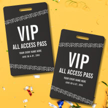 Svart Vit Konsertbiljett VIP All Access Pass