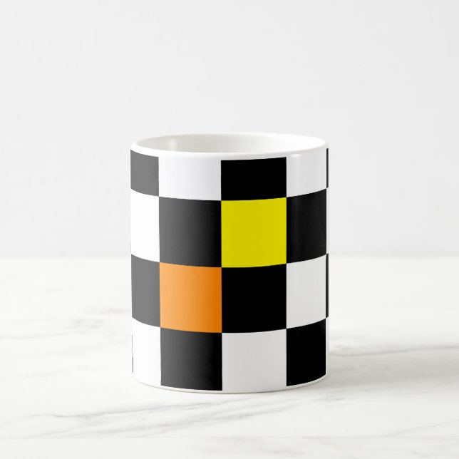 Svart, vit kontrollpanel med Gult Orange Färg Kaffemugg (Center)