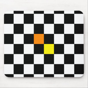Svart, vit kontrollpanel med Gult Orange Färg Musmatta