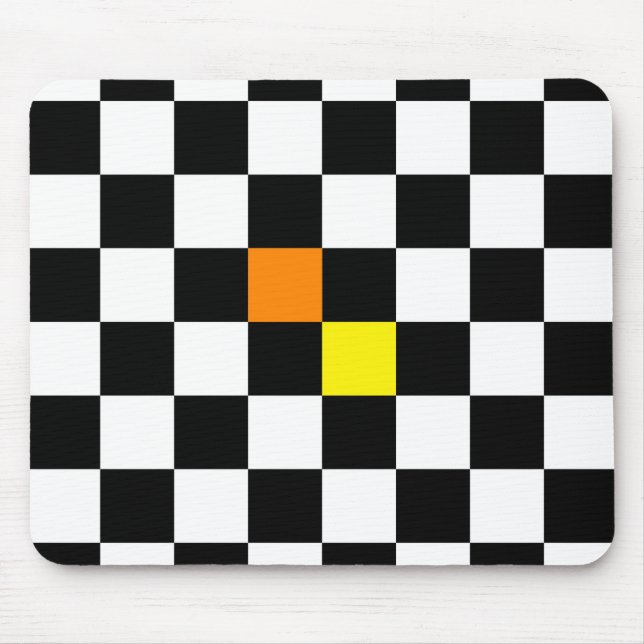 Svart, vit kontrollpanel med Gult Orange Färg Musmatta (Framsidan)