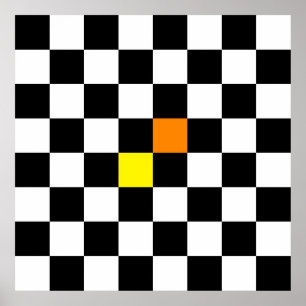 Svart, vit kontrollpanel med Gult Orange Färg Poster