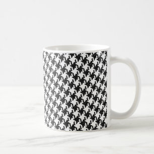 Svart&vit kor-stygn Houndstooth Pied-de-Poule Kaffemugg