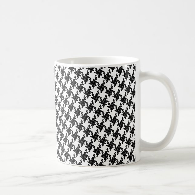 Svart&vit kor-stygn Houndstooth Pied-de-Poule Kaffemugg (Höger)