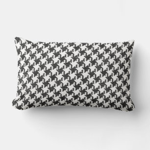 Svart&vit kor-stygn Houndstooth Pied-de-Poule Lumbarkudde