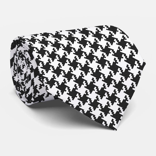 Svart&vit kor-stygn Houndstooth Pied-de-Poule Slips (Rullad)