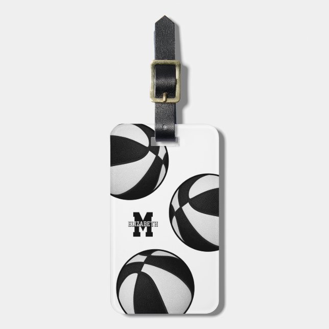 Svart vit lag färg basketresväska bagagebricka (Vertikal Framsida)