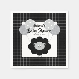 Svart vit lampa, söt modern babystövel pappersservett