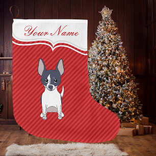 Svart Vit Leende Tecknad Chihuahua Valp Hund Stor Julstrumpa