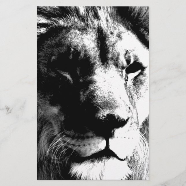 Svart & Vit Lejon Brevpapper (Framsida)