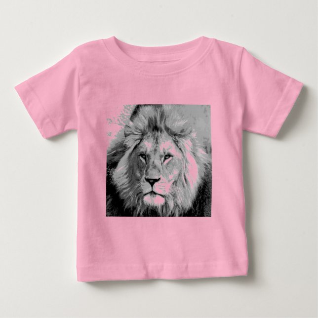 Svart Vit Lejon T-shirt (Framsida)