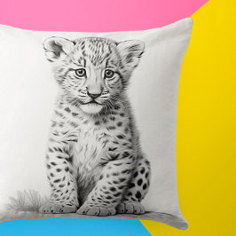 Svart & Vit Leopardunge Fyrkantig Kuddcover för Ka Kudde