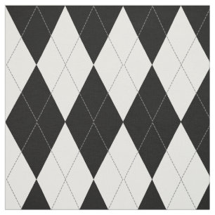 Svart Vit Light Grått Argyle Mönster Tyg