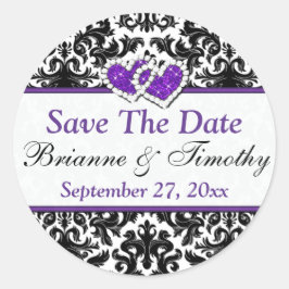 Svart vit Lila-skada Spara datummärket Runt Klistermärke