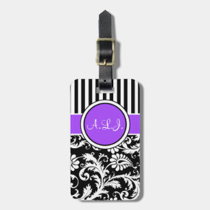 Svart, vit, Lila-stripe-resp-tagg Bagagebricka