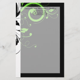 Svart/vit/limgrön, fet Swirl Bröllop Brevpapper