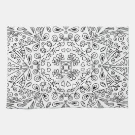 Svart-vit linjekonst Mönster Köksduk Kökshandduk