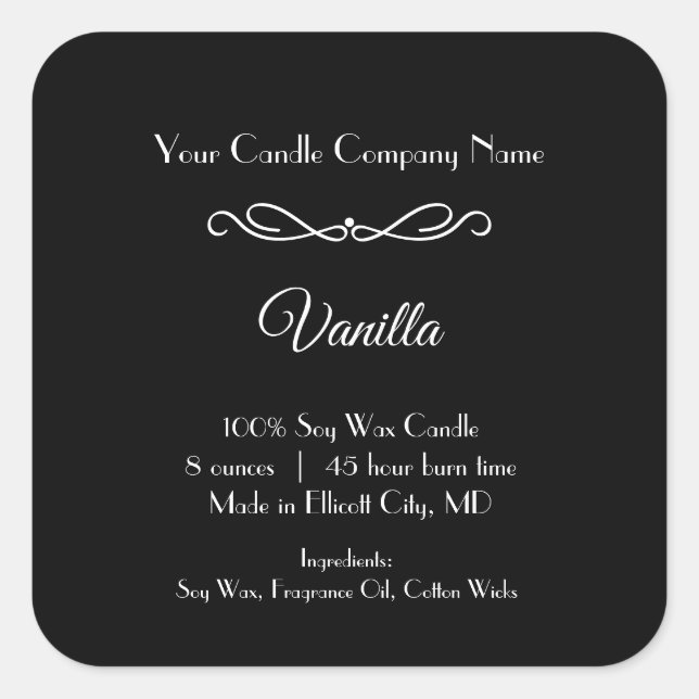 Svart vit ljus - etikett med blomning Swirl-minima (Framsida)