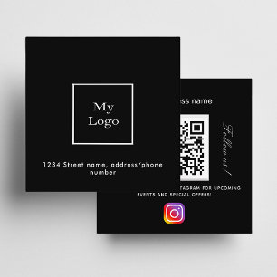 Svart vit logo QR-kod Instagram följ oss Fyrkantigt Visitkort