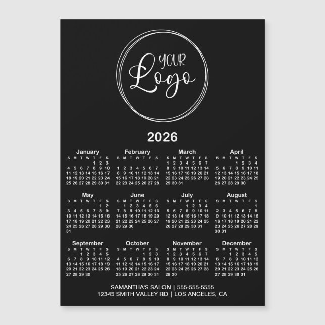 Svart-vit logotyp 2026 Magnetisk kalender (Framsida)
