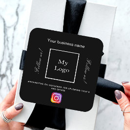 Svart, vit logotyp-instagram fyrkantigt klistermärke