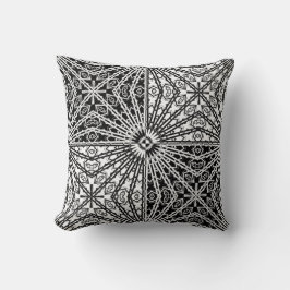 Svart & Vit Looking Glass Mandala 2 Kudde