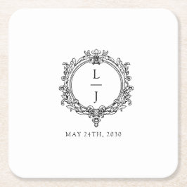 svart-vit lövverk Kröningshochzeit Underlägg Papper Kvadrat