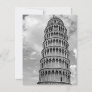 Svart Vit Lutande Tornet i Pisa Italien Julkort
