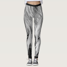 Svart + Vit Målad Design på Snygga Tajt Passande Leggings