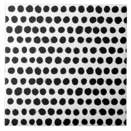 Svart & vit målad polka dots kakelplatta