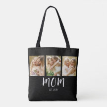 Svart Vit Mamma Etablerad Skript 3 Foto Elegant