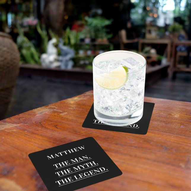 Svart vit man myt legend underlägg papper kvadrat (Skapare uppladdad)