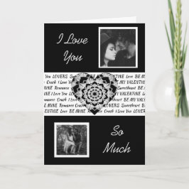 Svart & Vit Mandala Hjärtfoto Alla Hjärtans Dag Kort