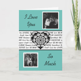 Svart & Vit Mandala Hjärtfoto Alla Hjärtans Dag Kort