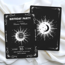 Svart vit måne sol tarot himmelsk födelsedag