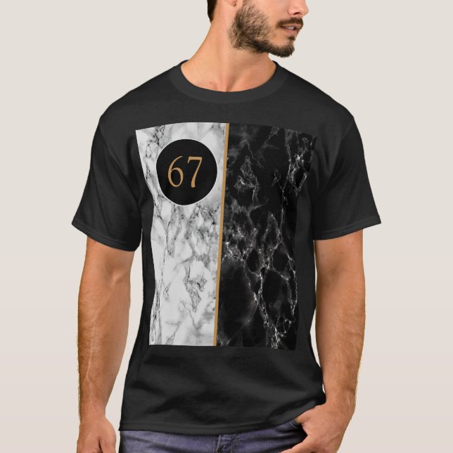 Svart Vit Marmor 67 T-Shirt (Framsida)