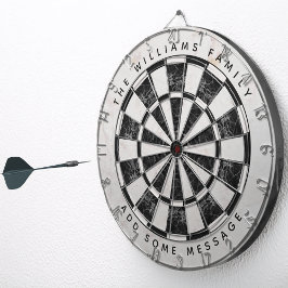 Svart & Vit Marmor Klassisk Anpassat Namn & Meddel Darttavla