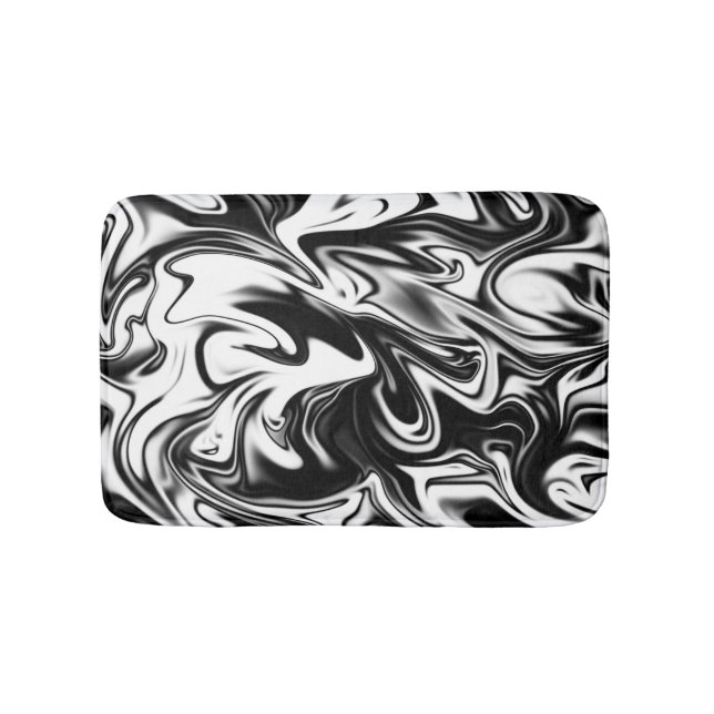 Svart vit marmor, liten minnesskum Bath Mat Badrumsmatta (Framsidan)