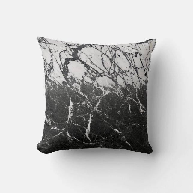 Svart & Vit Marmor Modern Glamour Trendig Kudde (Framsida)