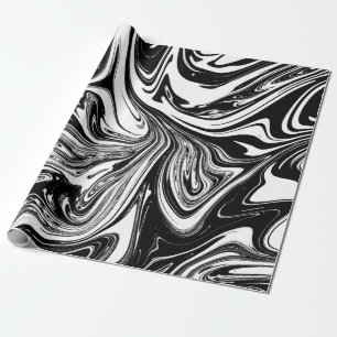 Svart & Vit Marmorvirvel Modern Glamour Presentpapper