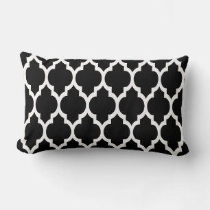 Svart Vit Marockansk Quatrefoil Mönster #4 Lumbarkudde