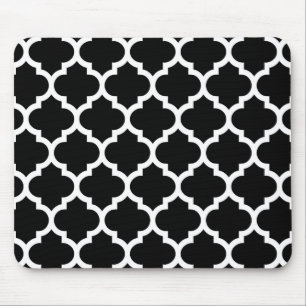 Svart Vit Marockansk Quatrefoil Mönster #5 Musmatta